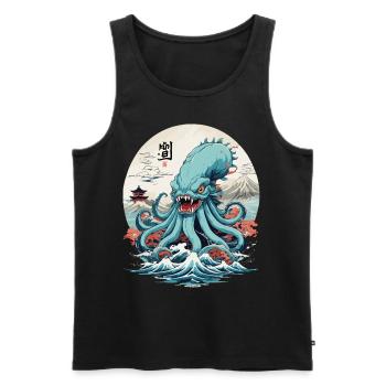 Vintage Kraken Sea Monster Japan Style Aesthetic - Men's Premium Organic Tank Top - black - Front - AI Model Male 178 light (178cm)