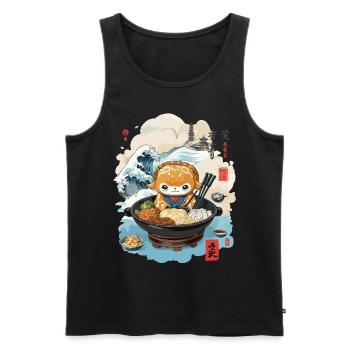 Shabu Shabu Ukiyo-E Kawaii Design Culinaire Japonais - Débardeur bio Premium Homme - noir - Devant - AI Model Male 178 light (178cm)
