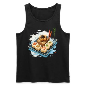 Design esthétique japonais Sushi Streetwear - Débardeur bio Premium Homme - noir - Devant - Michal (187cm)