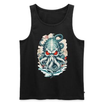 Yokai Tentacles Sea Monster Demon Vintage Japan - Men's Premium Organic Tank Top - black - Front - AI Model Male 178 light (178cm)