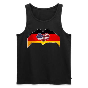 USA Germany Heart - Dual Citizenship Design - Männer Premium Bio Tank Top - Schwarz - Vorne - AI Model Male 178 light (178cm)
