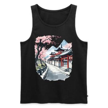 Japan Vintage Aesthetic Retro Streetwear Design - Men's Premium Organic Tank Top - black - Front - AI Model Male 178 light (178cm)