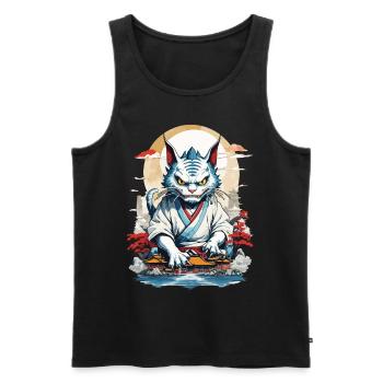 Asian Monster Cat Japan Yokai Ukiyo-E Style - Men's Premium Organic Tank Top - black - Front - AI Model Male 178 light (178cm)