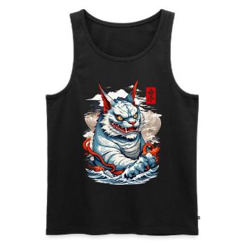 Japan Aesthetic Cats Yokai Ukiyo-E Streetwear - Men's Premium Organic Tank Top - black - Front - Michal (187cm)