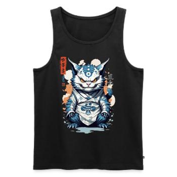 Yokai Cat Ukiyo-E Vintage Streetwear Cat Style - Men's Premium Organic Tank Top - black - Front - AI Model Male 178 light (178cm)