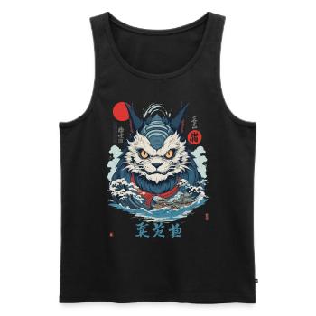 Japanese Yokai Monster Cat Vintage Streetwear - Men's Premium Organic Tank Top - black - Front - Michal (187cm)
