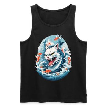 Sea Monster Cats Anime Style Cat Design - Men's Premium Organic Tank Top - black - Front - AI Model Male 178 light (178cm)