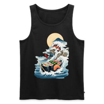 Japan Sushi Ukiyo-E Welle Streetwear Food Design - Männer Premium Bio Tank Top - Schwarz - Vorne - Michal (187cm)