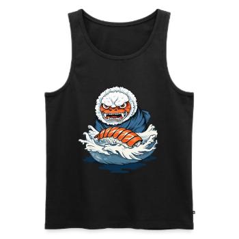 Drôle Sushi Yokai Rice Monster Streetwear - Débardeur bio Premium Homme - noir - Devant - Michal (187cm)
