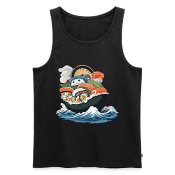 Sushi Feast Aesthetic with Japanese Yokai - Men's Premium Organic Tank Top - black - Front - AI Model Male 178 light (178cm)
