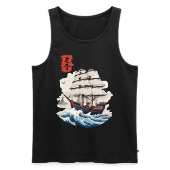 Japan Boat Ukiyo-E Vintage Sailing Ship Streetwear - Men's Premium Organic Tank Top - black - Front - Michal (187cm)