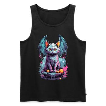 Pastell Goth Katze Dunkle Magie und Miau - Männer Premium Bio Tank Top - Schwarz - Vorne - AI Model Male 178 light (178cm)