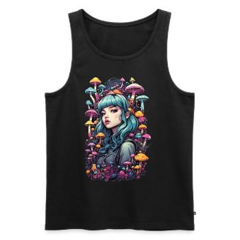Pilz Festival Psy Trance Goa E-Girl Design - Männer Premium Bio Tank Top - Schwarz - Vorne - Michal (187cm)