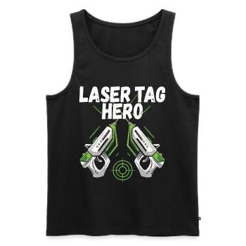 Laser Tag Anniversaire Laser Tag Joueur - Débardeur bio Premium Homme - noir - Devant - AI Model Male 178 light (178cm)