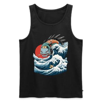 Lake Dragon Ukiyo-E Japan Vintage Aesthetic - Men's Premium Organic Tank Top - black - Front - AI Model Male 178 light (178cm)