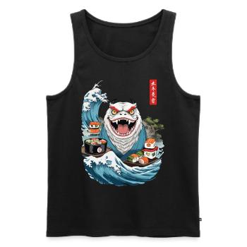Japon Sushi Ukiyo-E Yokai Monster Streetwear Art - Débardeur bio Premium Homme - noir - Devant - AI Model Male 178 light (178cm)