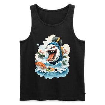 Sushi Rice Monster Japon Art Streetwear - Débardeur bio Premium Homme - noir - Devant - Michal (187cm)
