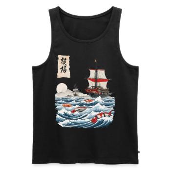 Sushi Ukiyo-E Japon Pêche Design Esthétique - Débardeur bio Premium Homme - noir - Devant - Michal (187cm)