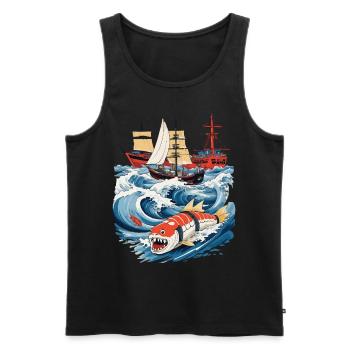 Lustige Sushi Fantasy Vintage Japan Aesthetic - Männer Premium Bio Tank Top - Schwarz - Vorne - Michal (187cm)