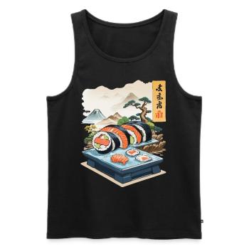 Japon Sushi Nourriture Streetwear Design Esthétique - Débardeur bio Premium Homme - noir - Devant - Michal (187cm)