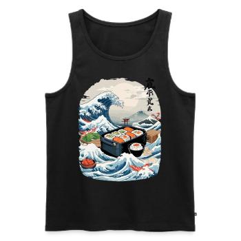 Japanese Sushi Ukiyo-E Art Aesthetic Design - Men's Premium Organic Tank Top - black - Front - AI Model Male 178 light (178cm)