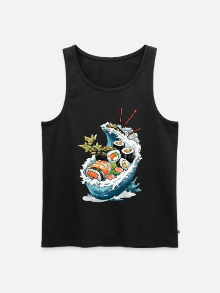 Sushi Bowl Ukiyo-E Japan Retro Aesthetic Design - Men's Premium Organic Tank Top - black