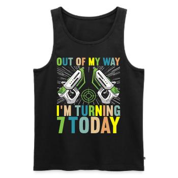 Laser Tag Birthday Laser Tag Player - Men's Premium Organic Tank Top - black - Front - AI Model Male 178 light (178cm)