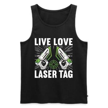 Laser Tag Birthday Laser Tag Player - Men's Premium Organic Tank Top - black - Front - AI Model Male 178 light (178cm)