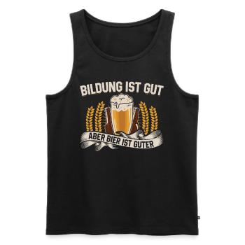Funny Beer Saying: Education Good, Beer Better - Men's Premium Organic Tank Top - black - Front - Michal (187cm)