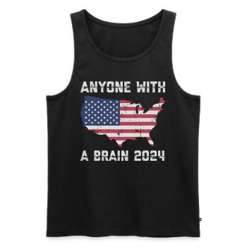 2024 Brain Vote Democracy Anti- Tee - Men's Premium Organic Tank Top - black - Front - AI Model Male 178 light (178cm)