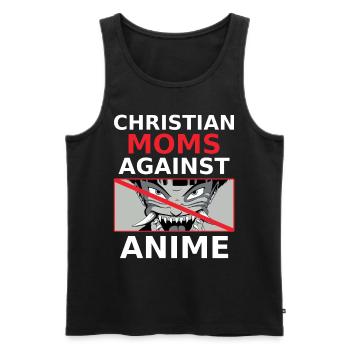 Christian Moms Against Anime Humor Tee - Men's Premium Organic Tank Top - black - Front - Michal (187cm)
