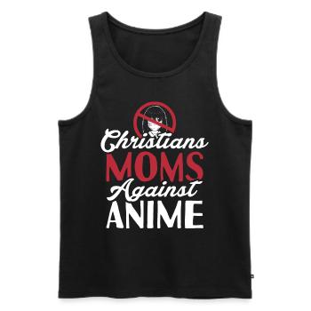 Christian Moms Against Anime Humor Tee - Men's Premium Organic Tank Top - black - Front - Michal (187cm)