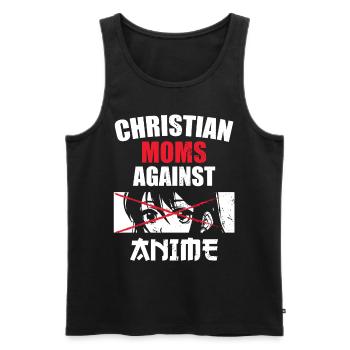 Christian Moms Against Anime Humor Tee - Men's Premium Organic Tank Top - black - Front - Michal (187cm)