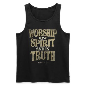 Worship in Spirit and in Truth - Christian Quote - Men's Premium Organic Tank Top - black - Front - Michal (187cm)