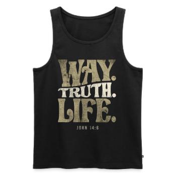 Way Truth Life - John 14:6 Bible Verse Christian - Men's Premium Organic Tank Top - black - Front - AI Model Male 178 light (178cm)
