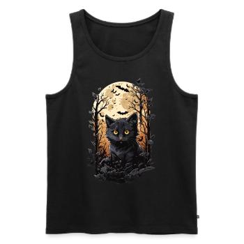 Cat Full Moon Halloween Spell Magical Cats - Men's Premium Organic Tank Top - black - Front - Michal (187cm)