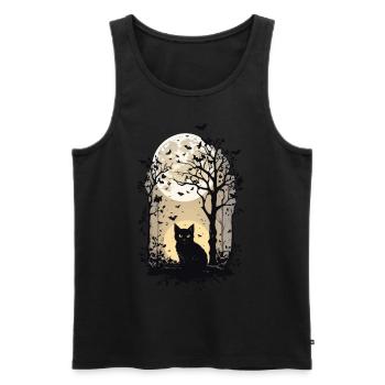 Hexen Katze Halloween Vollmond Aesthetic - Männer Premium Bio Tank Top - Schwarz - Vorne - AI Model Male 178 light (178cm)