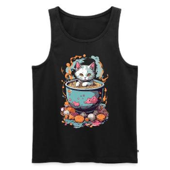 Cute Cat Ramen Otaku Noodle Soups Aesthetic - Men's Premium Organic Tank Top - black - Front - Michal (187cm)