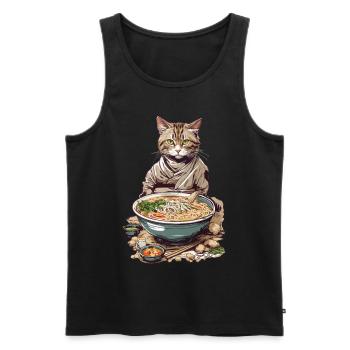 Cat Loves Ramen Japon Esthétique Streetwear - Débardeur bio Premium Homme - noir - Devant - Michal (187cm)