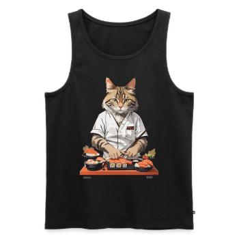 Chats Sushi Master Drôle Japon Food Design - Débardeur bio Premium Homme - noir - Devant - Michal (187cm)