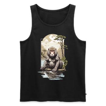 Asian Monkey Nature Aesthetic Monkey Design - Men's Premium Organic Tank Top - black - Front - AI Model Male 178 light (178cm)