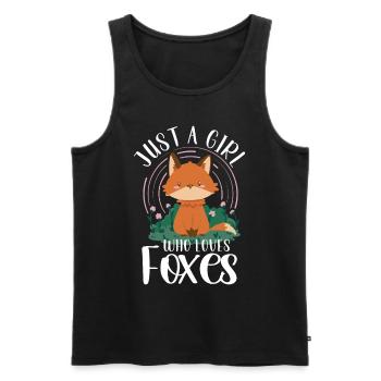 Cute Fox Lover Girl T-shirt - Men's Premium Organic Tank Top - black - Front - Michal (187cm)