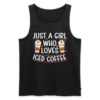 "girl Loves Iced Coffee Summer Tee" - Men's Premium Organic Tank Top - black - Front - AI Model Male 178 light (178cm)