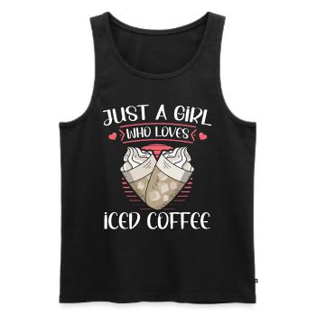 "girl Loves Iced Coffee Summer Tee" - Men's Premium Organic Tank Top - black - Front - AI Model Male 178 light (178cm)
