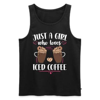 "girl Loves Iced Coffee Summer Tee" - Men's Premium Organic Tank Top - black - Front - AI Model Male 178 light (178cm)