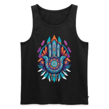 Hamsa Hand Mandala Bohemian Chic - Männer Premium Bio Tank Top - Schwarz - Vorne - AI Model Male 178 light (178cm)