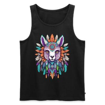 Alpaga spirituel Mandala Power Animal - Débardeur bio Premium Homme - noir - Devant - Michal (187cm)