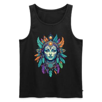 amérindien Mardi Gras Mandala - Débardeur bio Premium Homme - noir - Devant - AI Model Male 178 light (178cm)