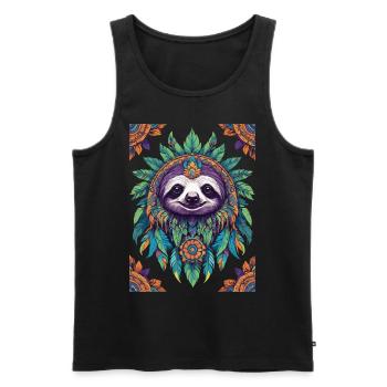 Spiritual Sloth Mandala Mardi Gras Festival - Men's Premium Organic Tank Top - black - Front - AI Model Male 178 light (178cm)