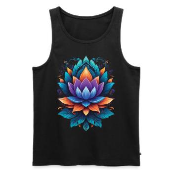 Spiritual Lotus Mandala Zen Aesthetic Style - Men's Premium Organic Tank Top - black - Front - Michal (187cm)